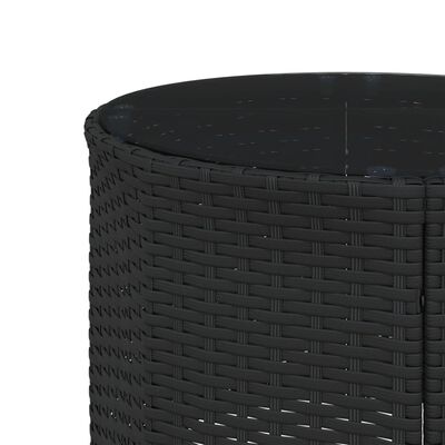 vidaXL 3 pcs conjunto de sofás de jardim semicircular vime PE preto