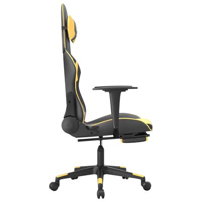 vidaXL Cadeira gaming massagens c/ apoio pés couro artif. Ouro/Preto