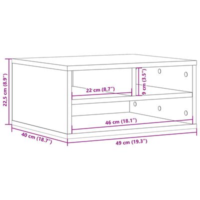 vidaXL Suporte impressora 49x40x22,5 cm deriv. madeira carvalho fumado