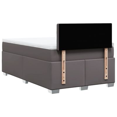 vidaXL Cama boxspring com colchão 120x190 cm couro artificial cinzento