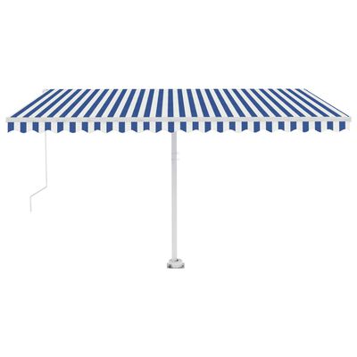 vidaXL Toldo retrátil manual independente 400x350 cm azul e branco