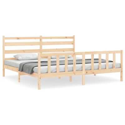 vidaXL Estrutura de cama com cabeceira 180x200 cm madeira maciça