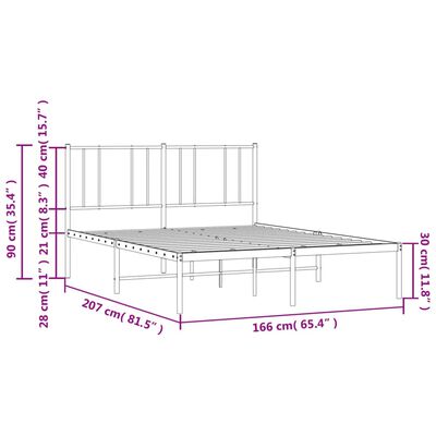 vidaXL Estrutura de cama com cabeceira 160x200 cm metal preto