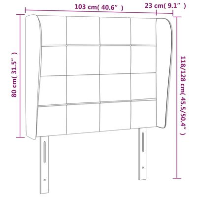 vidaXL Cabeceira cama c/ abas veludo 103x23x118/128 cm rosa