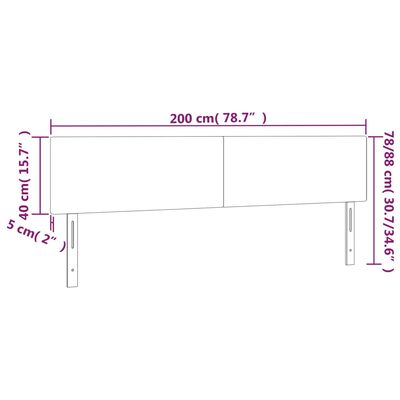 vidaXL Cabeceira de cama c/luzes LED veludo 200x5x78/88cm cinza-escuro