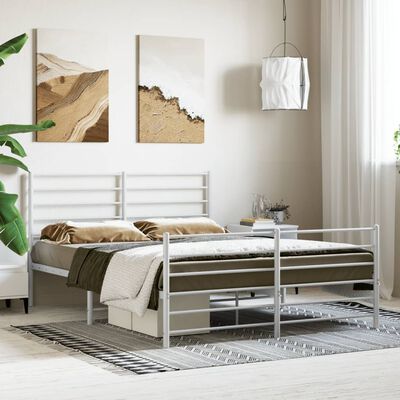 vidaXL Estrutura de cama com cabeceira e pés 120x200 cm metal branco