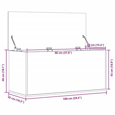 vidaXL Caixa de arrumação 100x42x46 cm derivados madeira cinza sonoma