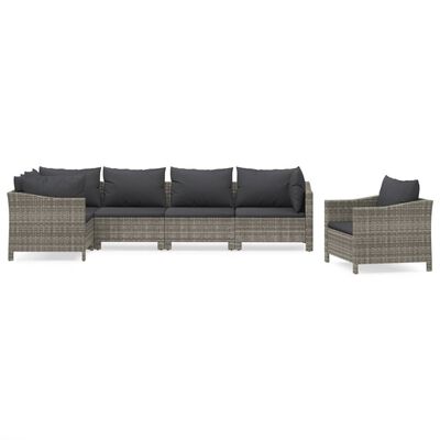 vidaXL 6 pcs conjunto lounge de jardim c/ almofadões vime PE cinzento