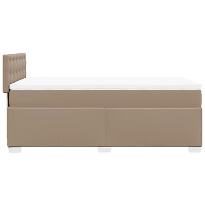 vidaXL Cama com molas/colchão 100x200 cm couro artificial cappuccino