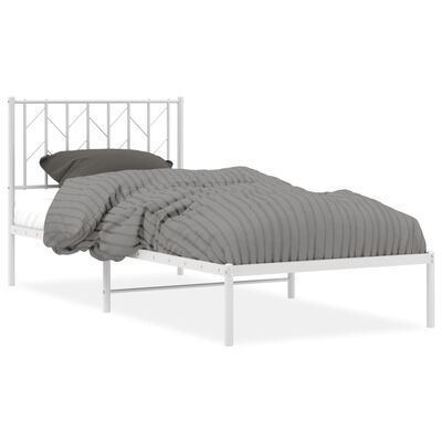 vidaXL Estrutura de cama com cabeceira 90x190 cm metal branco