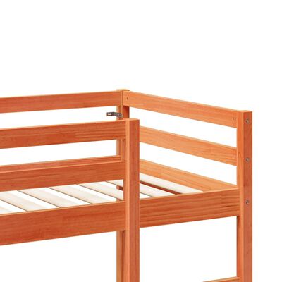 vidaXL Cama alta sem colchão 75x190 cm pinho maciço castanho-mel