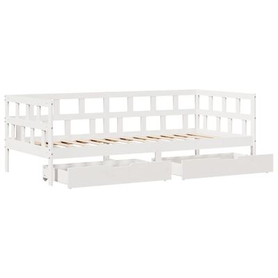 vidaXL Sofá-cama c/ gavetas 90x200cm madeira de pinho maciça branco