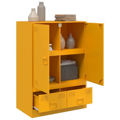 vidaXL Aparador alto 67x39x95 cm aço amarelo mostarda