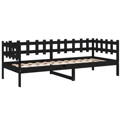 vidaXL Sofá-cama 90x190 cm madeira de pinho maciça preto