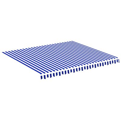 vidaXL Tecido de substituição para toldo 4x3,5 m azul e branco