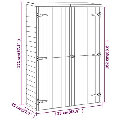 vidaXL Abrigo p/ ferramentas de jardim 123x45x171 cm pinho impregnado