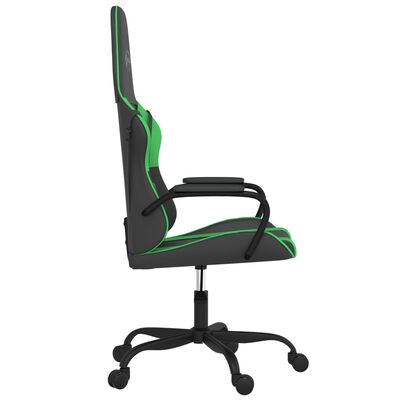 vidaXL Cadeira gaming massagens couro artificial preto e verde