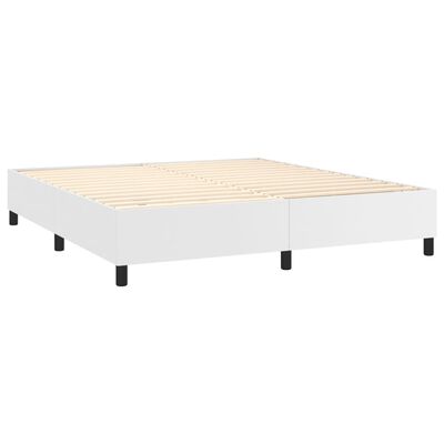 vidaXL Cama box spring c/colchão/LED 180x200cm couro artificial branco