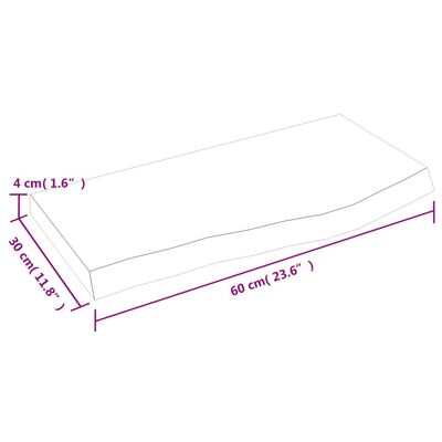 vidaXL Prateleira de parede 60x30x(2-4) cm carvalho maciço não tratado