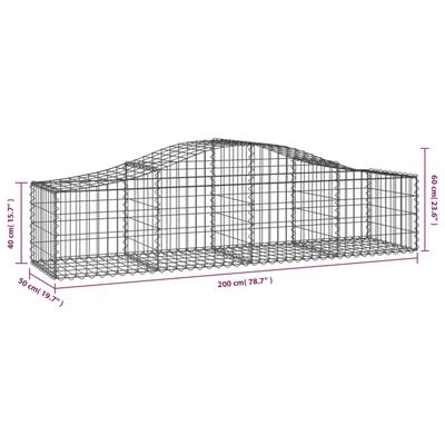 vidaXL Cestos gabião arqueados 2 pcs 200x50x40/60 cm ferro galvanizado