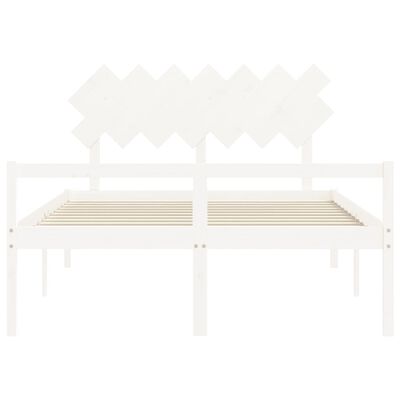 vidaXL Cama para idosos com cabeceira 140x200 cm madeira maciça branco