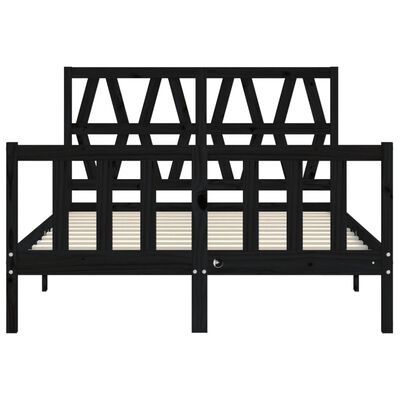 vidaXL Estrutura de cama com cabeceira 140x200 cm madeira maciça preto