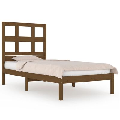 vidaXL Estrutura de cama 100x200 cm pinho maciço castanho mel