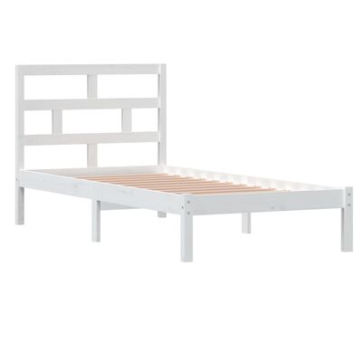 vidaXL Estrutura de cama solteiro 90x190 cm madeira maciça branco