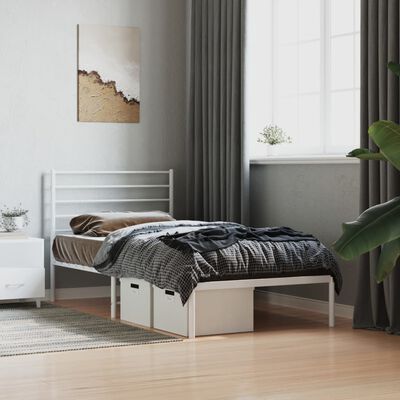 vidaXL Estrutura de cama com cabeceira 100x190 cm metal branco