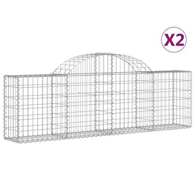 vidaXL Cestos gabião arqueados 2 pcs 200x30x60/80 cm ferro galvanizado