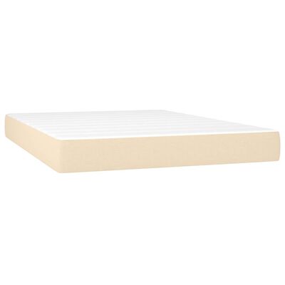 vidaXL Cama com molas/colchão 140x190 cm tecido cor creme