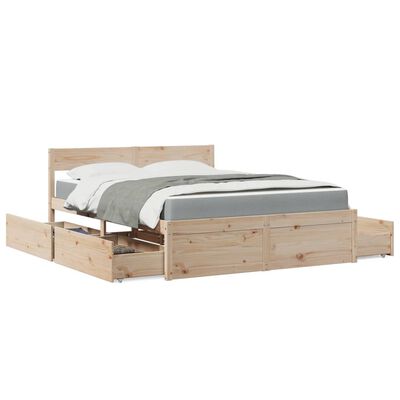 vidaXL Cama com gavetas e colchão 160x200 cm pinho maciço