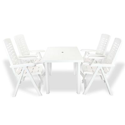 vidaXL Conjunto de jantar de exterior 5 pcs plástico branco