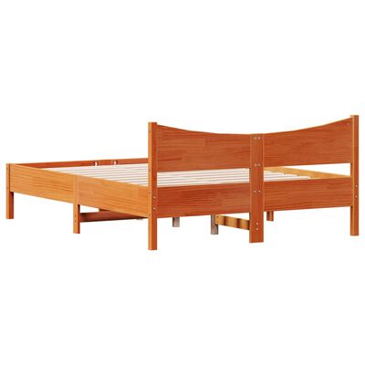 vidaXL Cama sem colchão 135x190 cm madeira pinho maciça castanho-mel