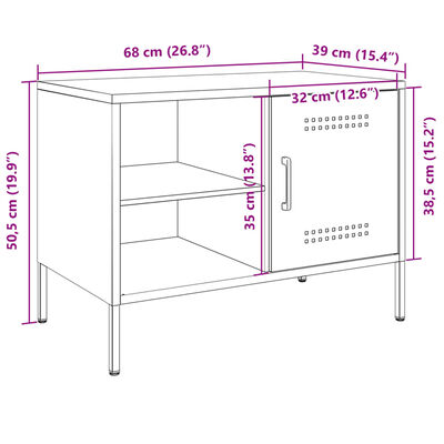 vidaXL Móvel de TV 68x39x50,5 cm aço antracite