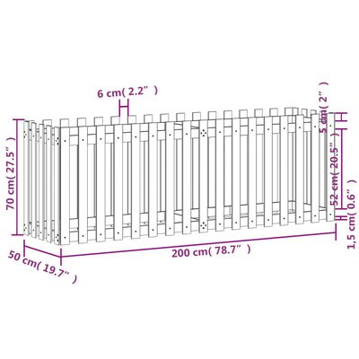 vidaXL Canteiro elevado c/ design cerca 200x50x70 cm pinho impregnado