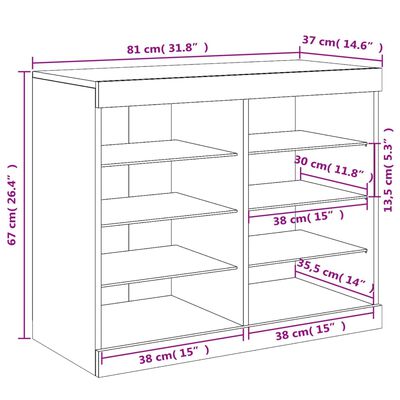 vidaXL Aparador com luzes LED 81x37x67 cm preto