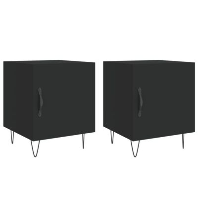 vidaXL Mesa de cabeceira 2 pcs 40x40x50 cm derivados de madeira preto