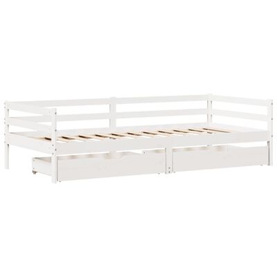 vidaXL Sofá-cama c/ gavetas 90x200cm madeira de pinho maciça branco