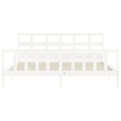 vidaXL Estrutura de cama com cabeceira 200x200cm madeira maciça branco