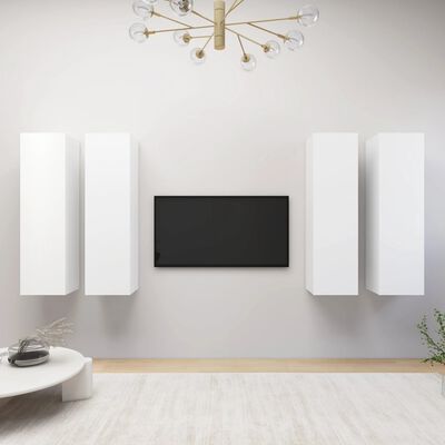 vidaXL Móveis de TV 4 pcs 30,5x30x110 cm derivados de madeira branco