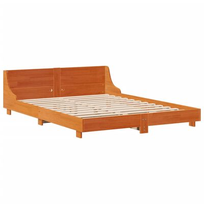 vidaXL Cama sem colchão 160x200 cm madeira pinho maciço castanho-mel