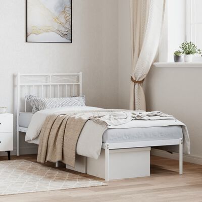 vidaXL Estrutura de cama sem colchão com cabeceira 75x190 cm branco