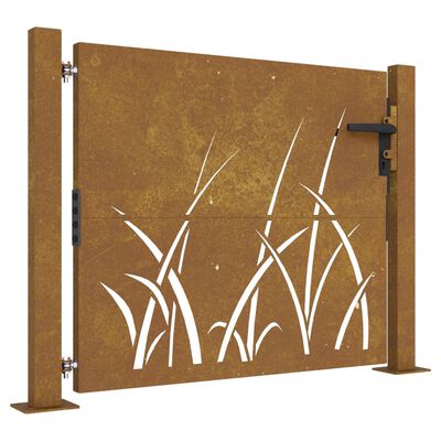 vidaXL Portão de jardim 105x105 cm aço corten design erva