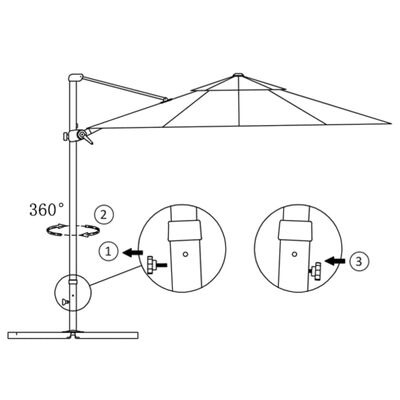 vidaXL Guarda-sol cantilever com poste de alumínio 250x250 cm preto