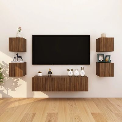 vidaXL Móvel de TV de parede 30,5x30x30 cm cor carvalho castanho