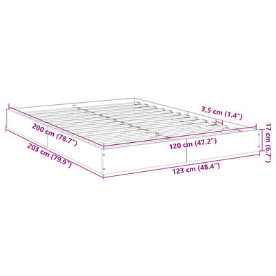 vidaXL Estrutura de cama 120x200 cm derivados de madeira cinza sonoma