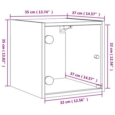 vidaXL Mesa cabeceira c/ portas vidro 2 pcs 35x37x35cm cinzento sonoma