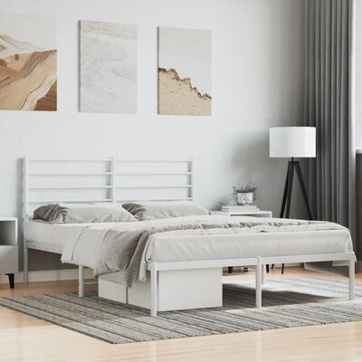 vidaXL Estrutura de cama com cabeceira 140x190 cm metal branco