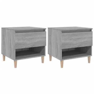 vidaXL Mesas de cabeceira 2pcs 50x46x50 cm deriv. madeira cinza sonoma